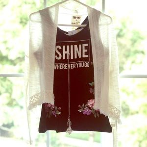 Girls tank top w/necklace and long sleeve top